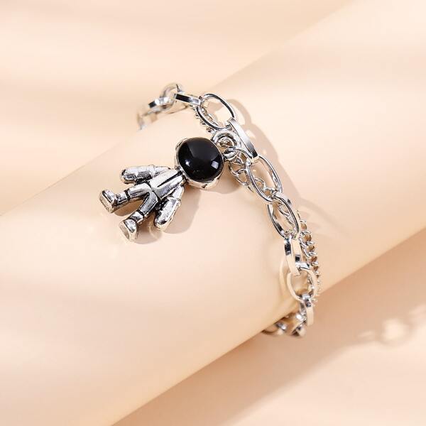 

Figure Charm Anklet, Silver