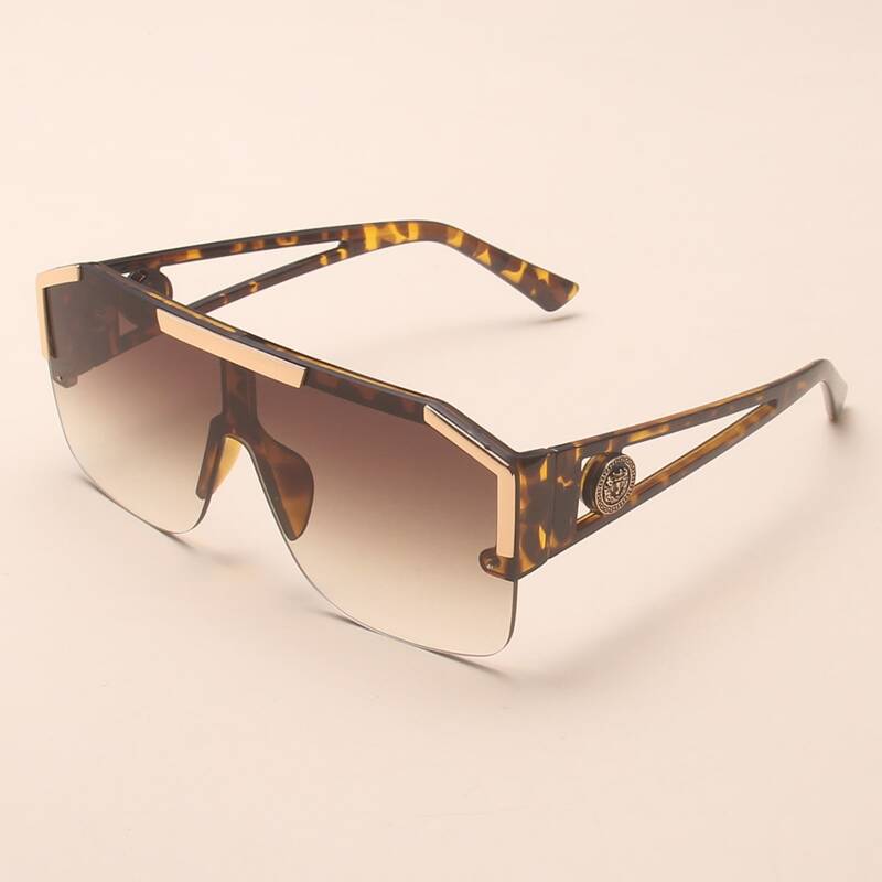 

Tortoiseshell Frame Flat Top Sunglasses, Brown