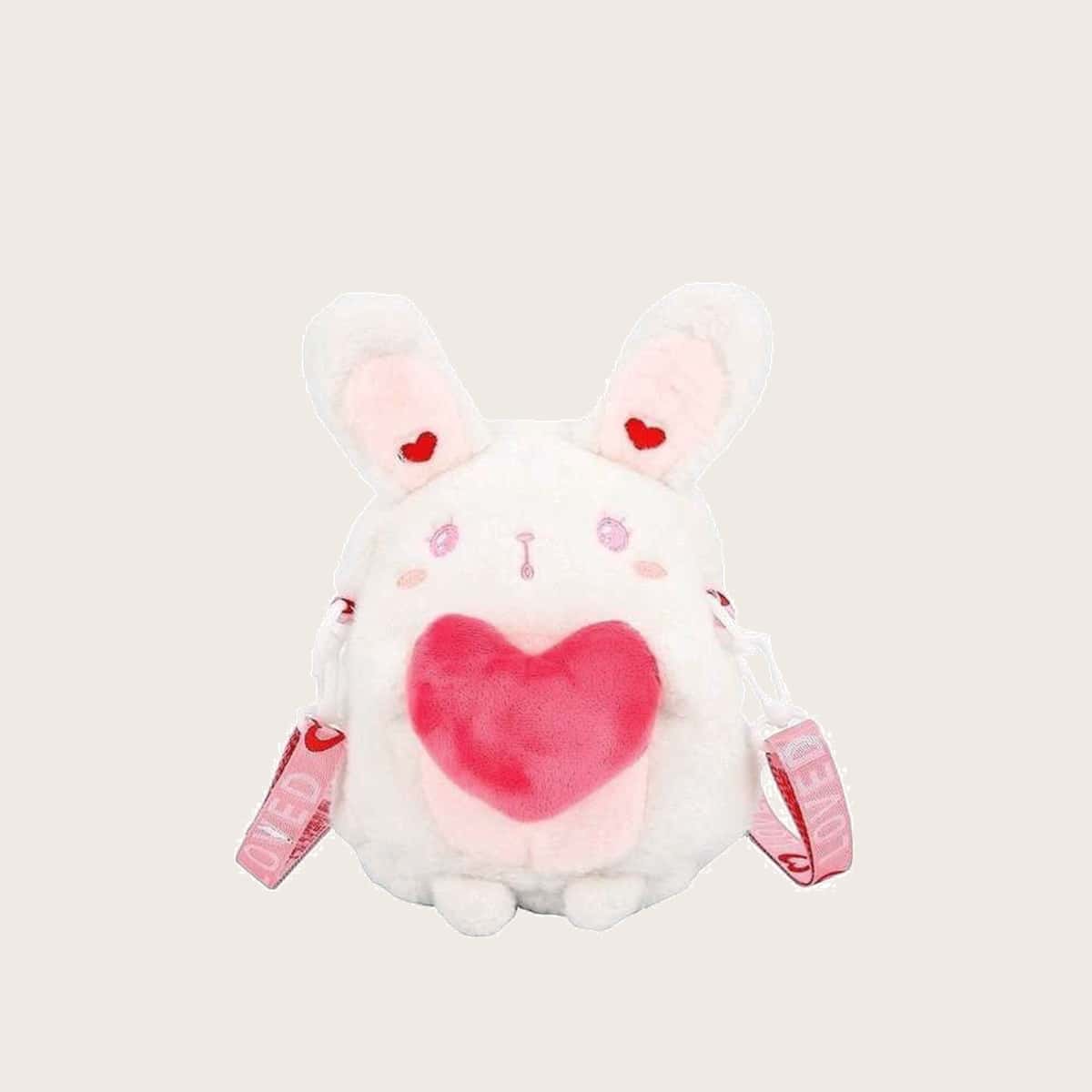 

Rabbit Fluffy Crossbody Bag, White