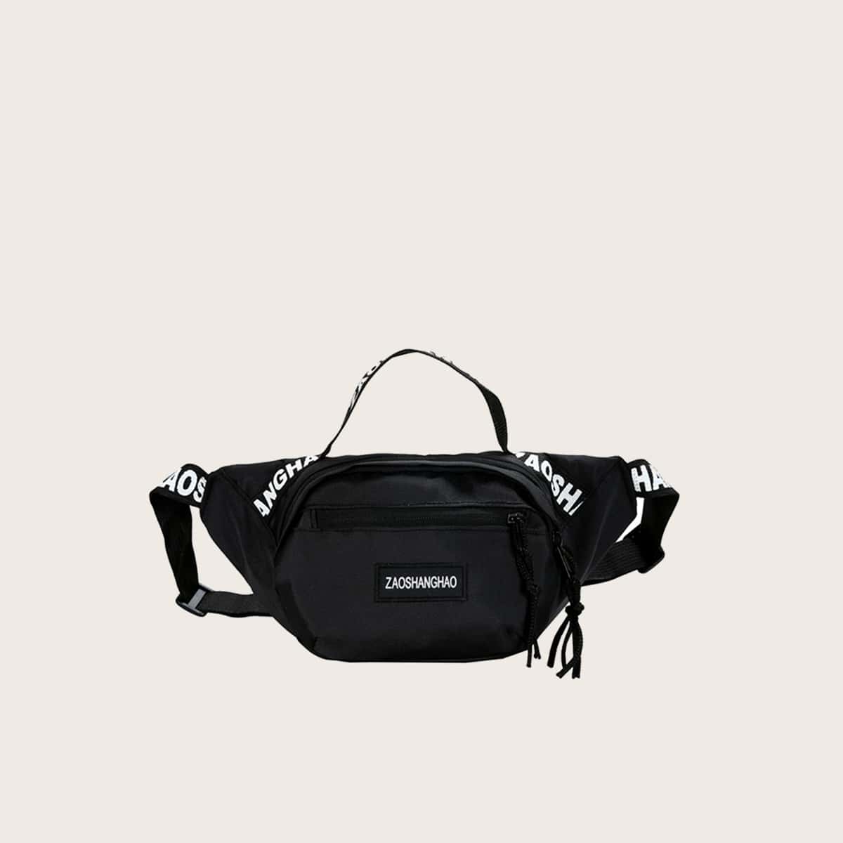 

Letter Tape Fanny Pack, Black