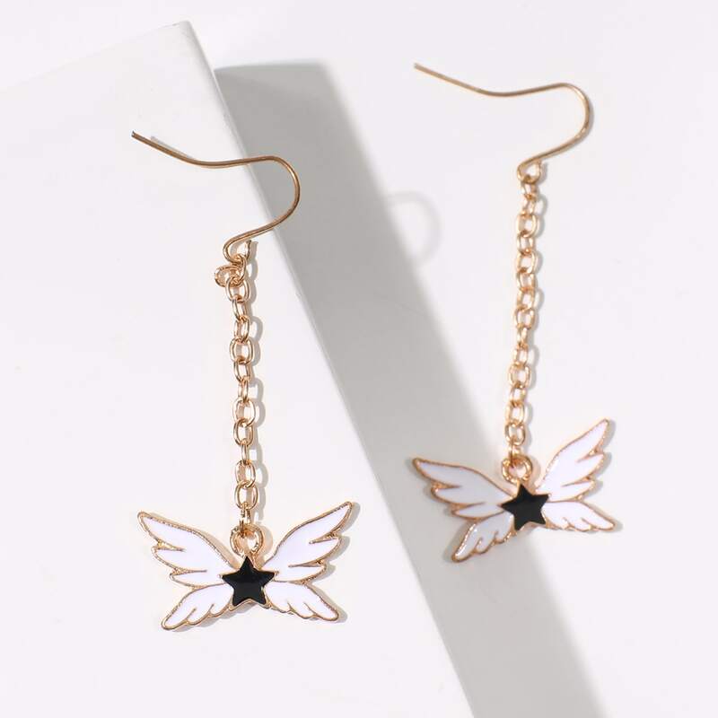 

Butterfly Drop Earrings, Gold