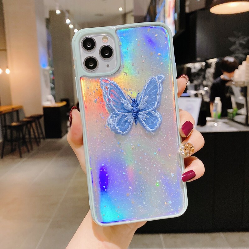 

Butterfly Pattern Holographic iPhone Case, Multicolor