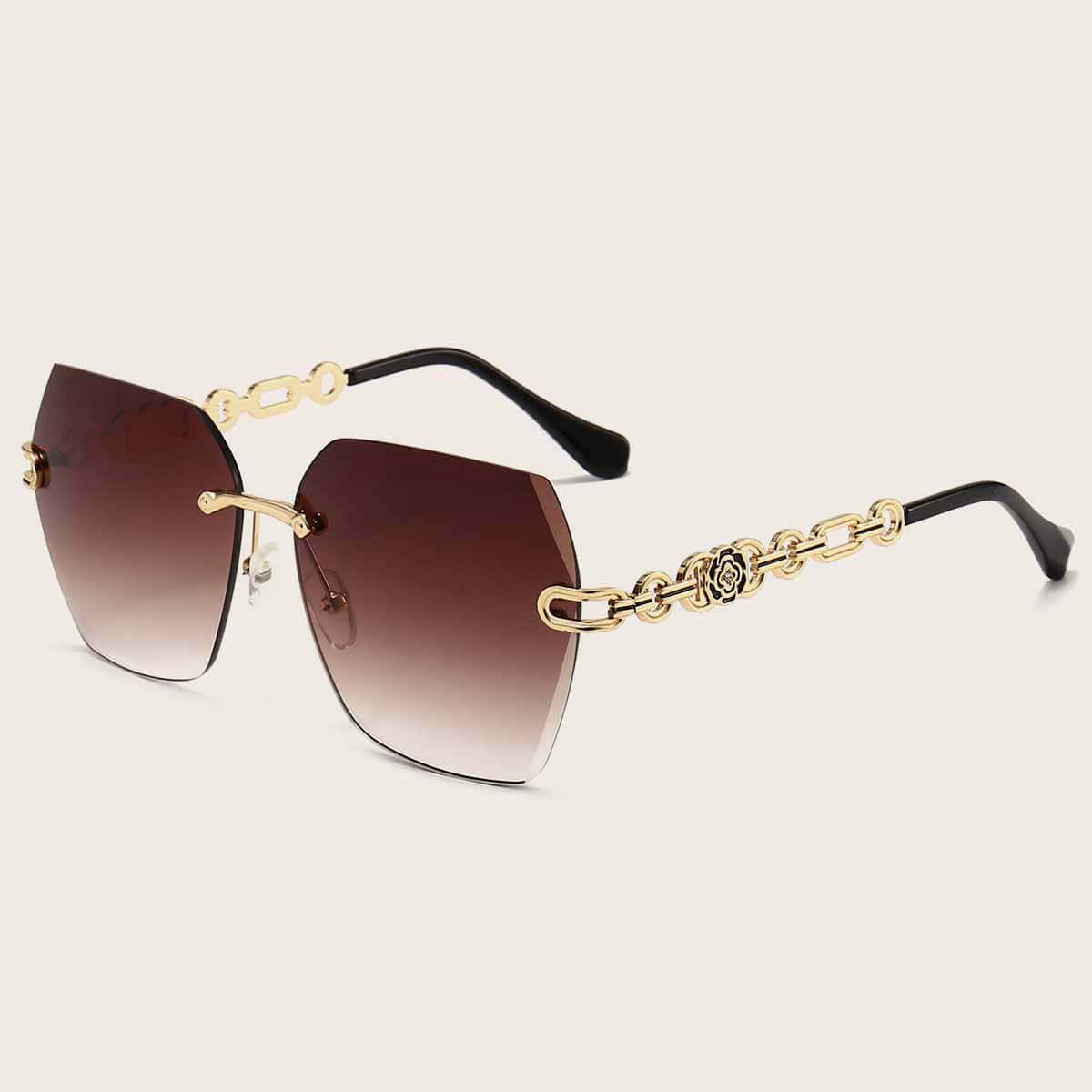 

Tinted Lens Rimless Sunglasses, Brown