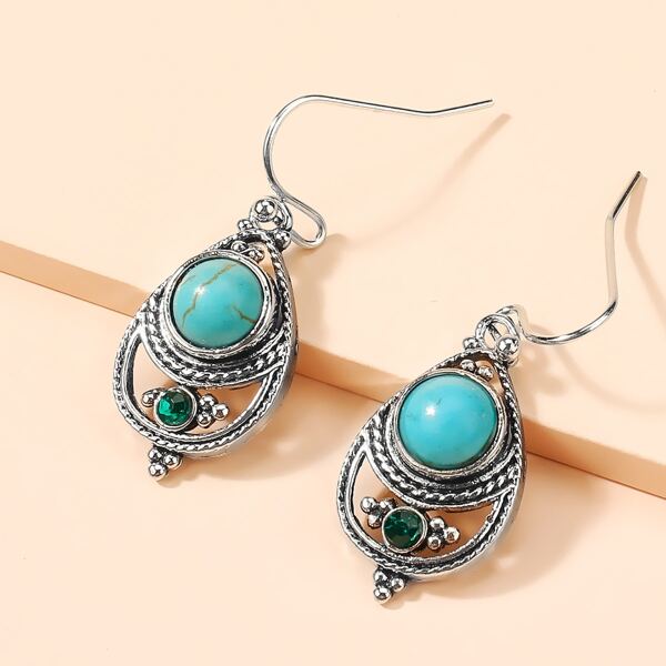 

Turquoise Decor Drop Earrings, Silver