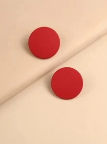 1 Đôi Bông Tai Thời Trang Hình Vuông Màu Đen Hàng Ngày Cho Nữ, Quà Tặng Công Tác Du Lịch Cho Lễ Hội Hoặc Sinh Nhật - Đỏ - Xem 2