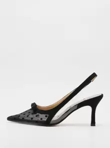 نساء بنقاط البولكا حذاء كعب ومفتوح الوراء , الموضة باصابع قدم مدبب كعب متوسط حذء كعب عالي