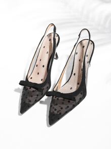 نساء بنقاط البولكا حذاء كعب ومفتوح الوراء , الموضة باصابع قدم مدبب كعب متوسط حذء كعب عالي