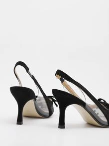 نساء بنقاط البولكا حذاء كعب ومفتوح الوراء , الموضة باصابع قدم مدبب كعب متوسط حذء كعب عالي