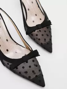 نساء بنقاط البولكا حذاء كعب ومفتوح الوراء , الموضة باصابع قدم مدبب كعب متوسط حذء كعب عالي