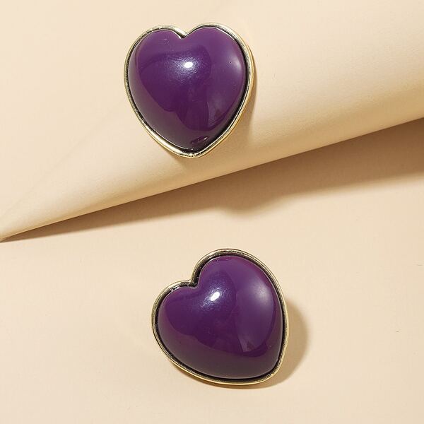 

Heart Stud Earrings, Purple