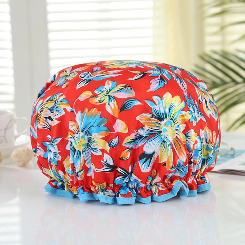 

Floral Pattern Shower Cap, Red