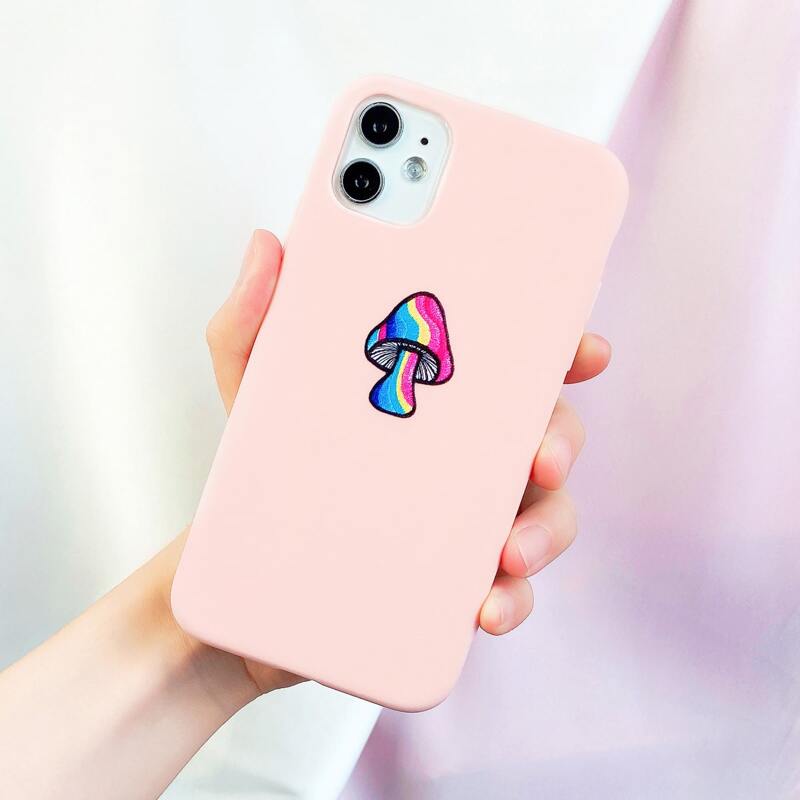 

Mushroom Print iPhone Case, Baby pink