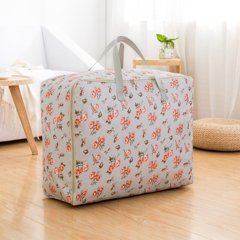 

Rose Print Quilt Storage Bag, Grey