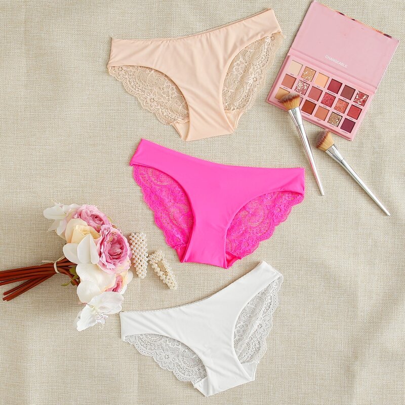 

3pack Contrast Lace Panty Set, Multicolor