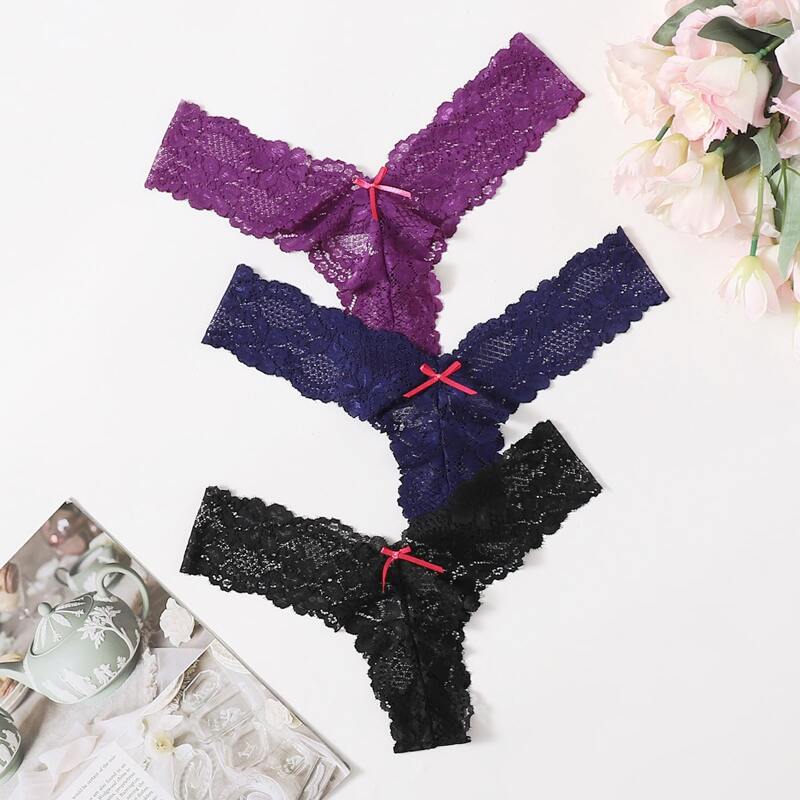 

3pack Floral Lace Thong Set, Multicolor