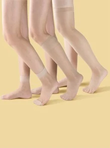 3pairs 15D Sheer Mesh Socks & Stockings - Apricot - View 2