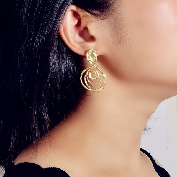 

Textured Metal Drop Earrings, Gold