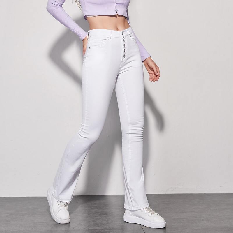 

White Wash Button Fly Jeans