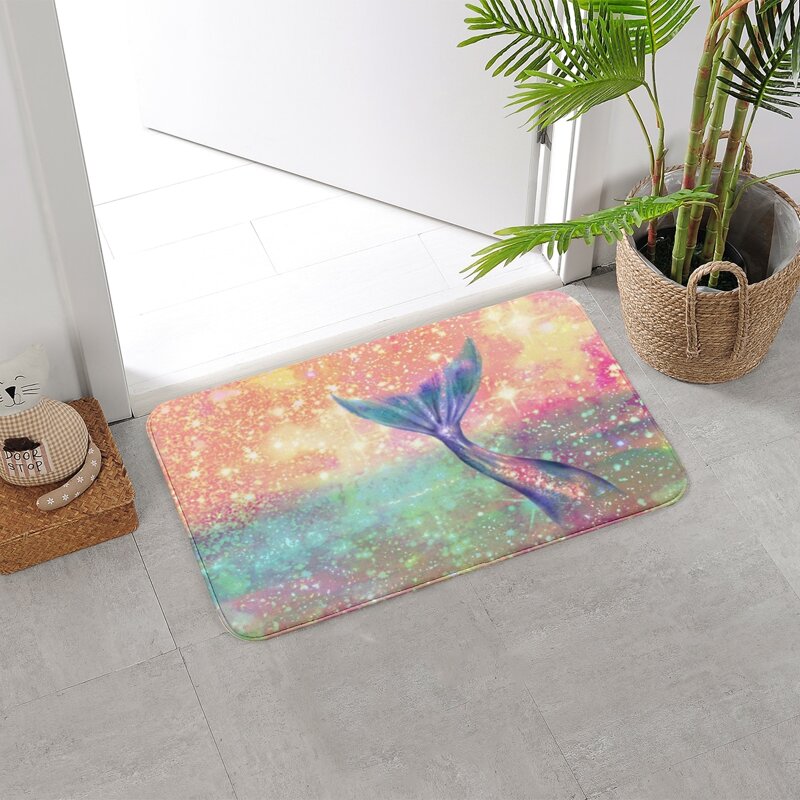 

Fish Tail Print Floor Mat, Multicolor