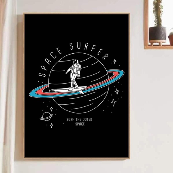 

Astronaut Print Wall Painting Without Frame, Black