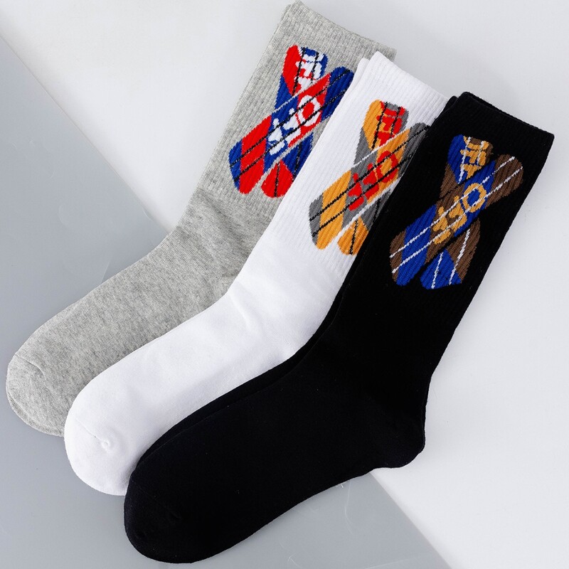 

3pairs Guys Letter Graphic Socks, Multicolor