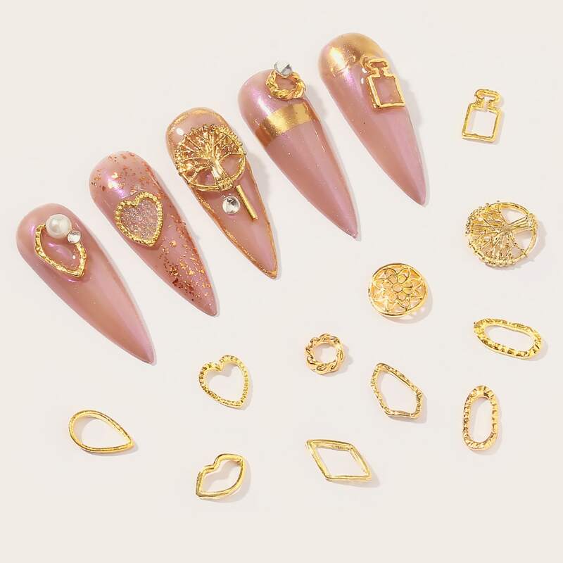 

1box Geo Shaped Nail Decoration, Gold