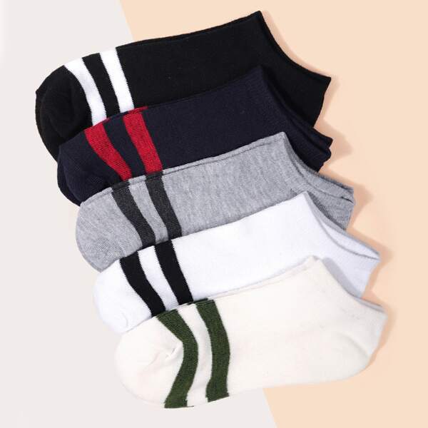 

5pairs Striped Pattern Socks, Multicolor