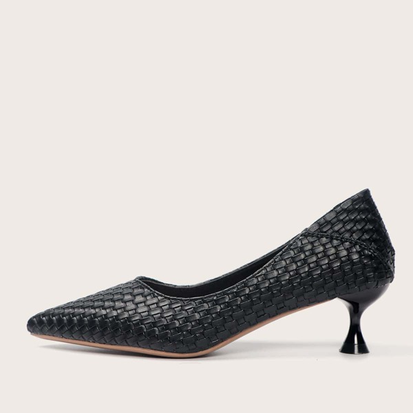 

Braided Spool Heel Court Heels, Black