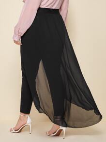 Modelyn Quần Plus Size Cao thấp màu trơn Thanh lịch - màu đen - Xem 2