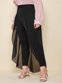 Modelyn Quần Plus Size Cao thấp màu trơn Thanh lịch - màu đen - Xem 4