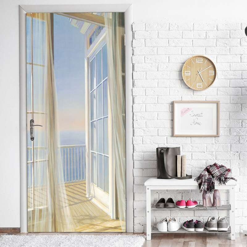 

3D Sea View Door Sticker, Multicolor
