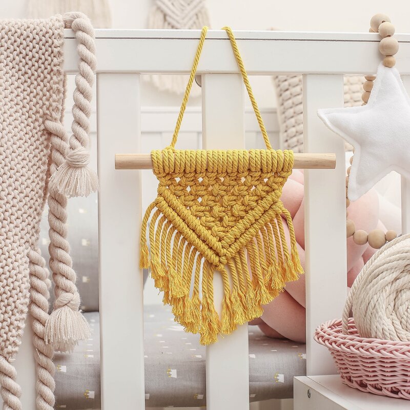 

1pc Braided Wall Hanging, Yellow