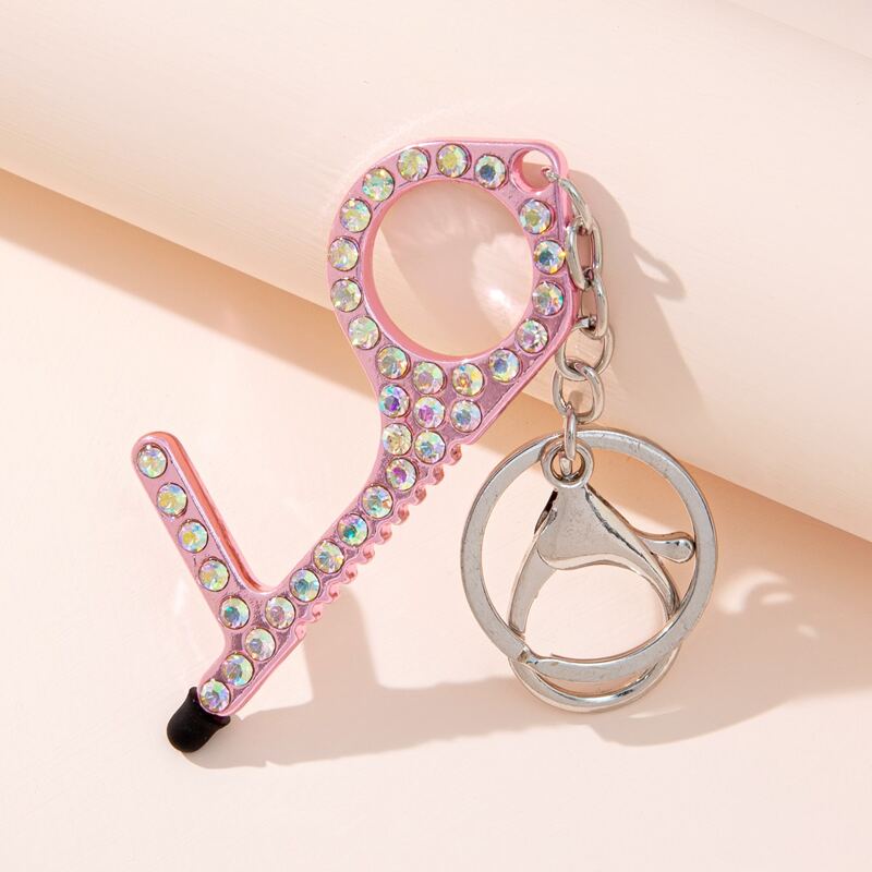 

Rhinestone Decor Keychain, Pink