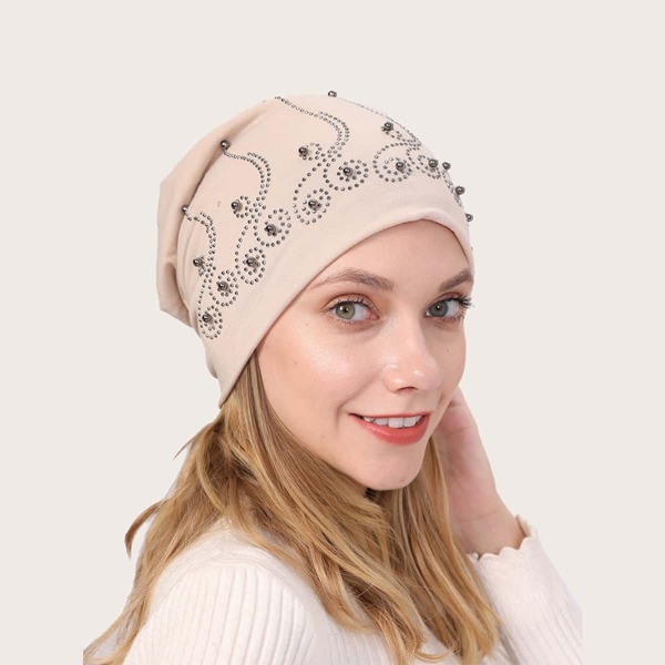 

Rhinestone Decor Beanie, Beige