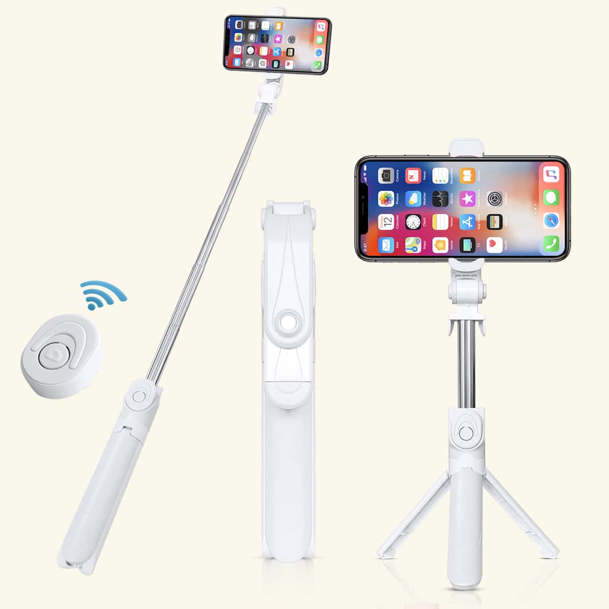 

1pc Wireless Bluetooth Telescopic Mobile Phone Selfiestick, White