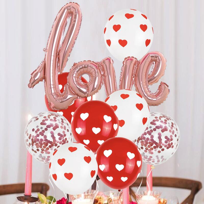 

11pcs Heart Print Balloon Set, Multicolor