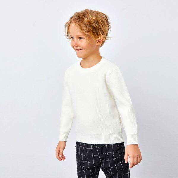 

Toddler Boys Rib-knit Solid Sweater, White