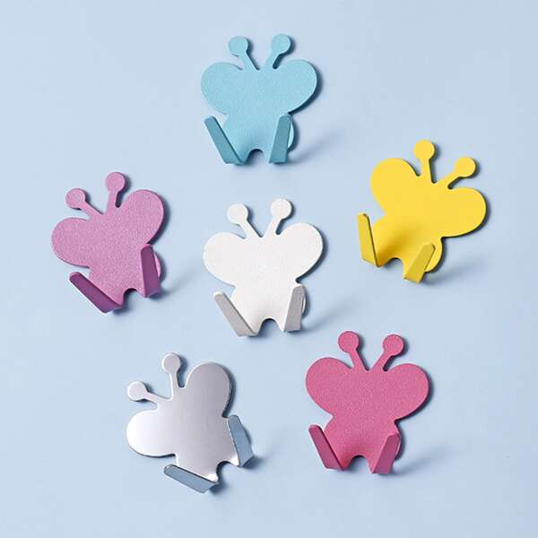 

6pcs Butterfly Shaped Wall Hook, Multicolor