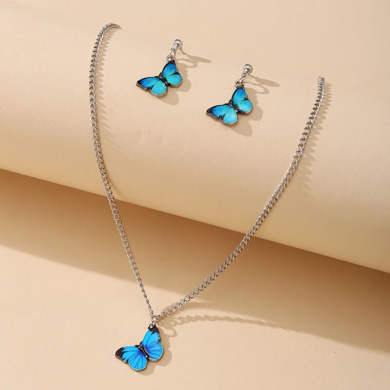 

3pcs Butterfly Decor Jewelry Set, Blue