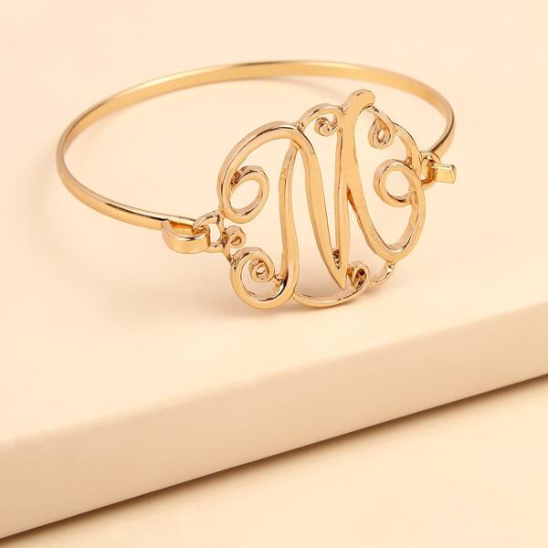 

Metal Letter Decor Bangle, Gold