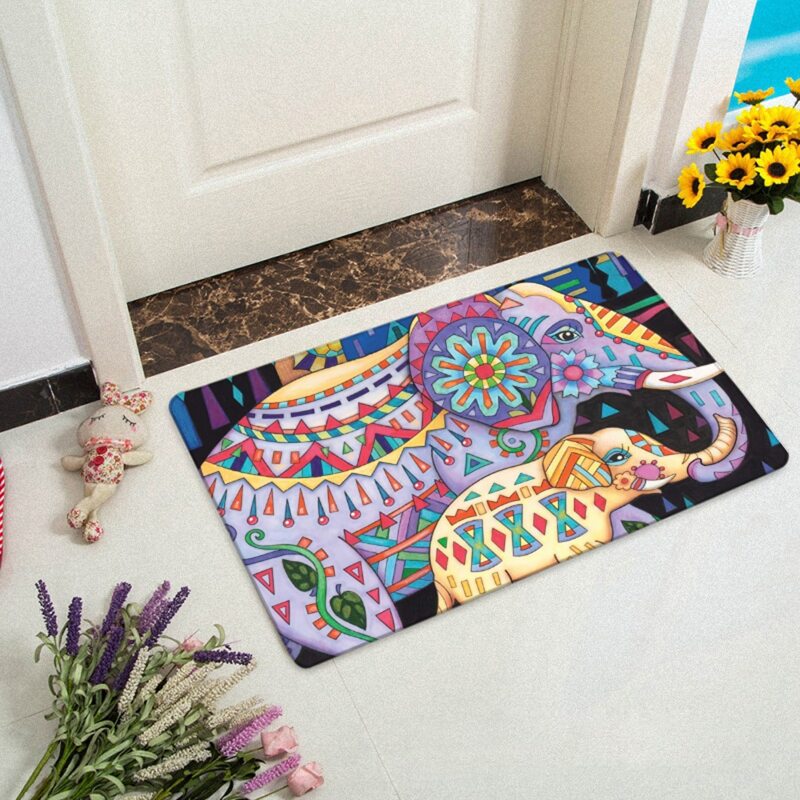 

Elephant Print Floor Mat, Multicolor