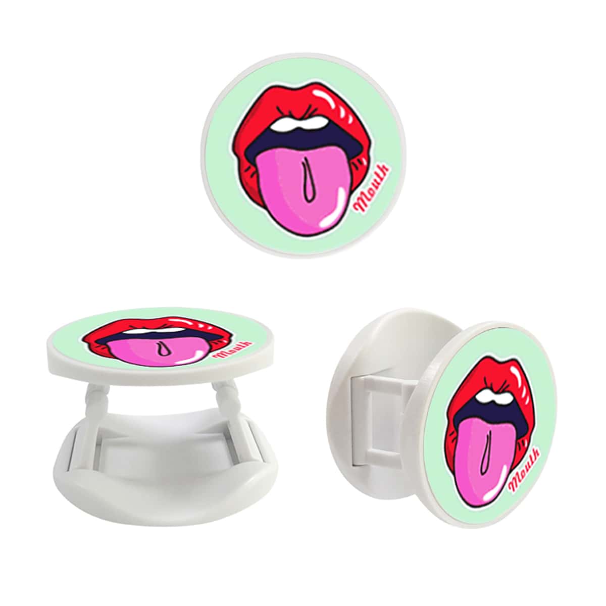

1pc Mouth Pattern Phone Holder, Red