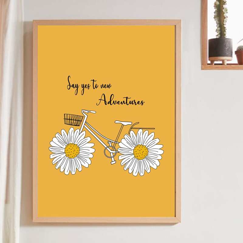

Bicycle Print Wall Painting Without Frame, Yellow