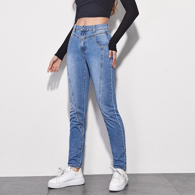 

Slant Pocket Skinny Jeans, Light wash