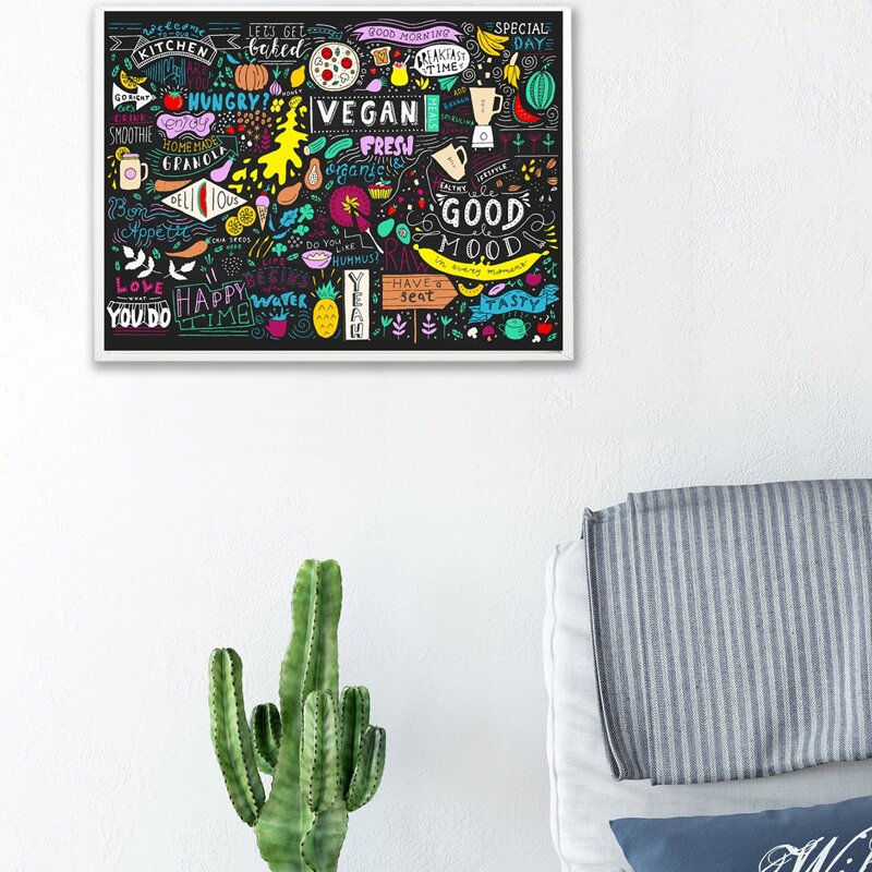 

Letter Graphic Wall Painting Without Frame, Multicolor