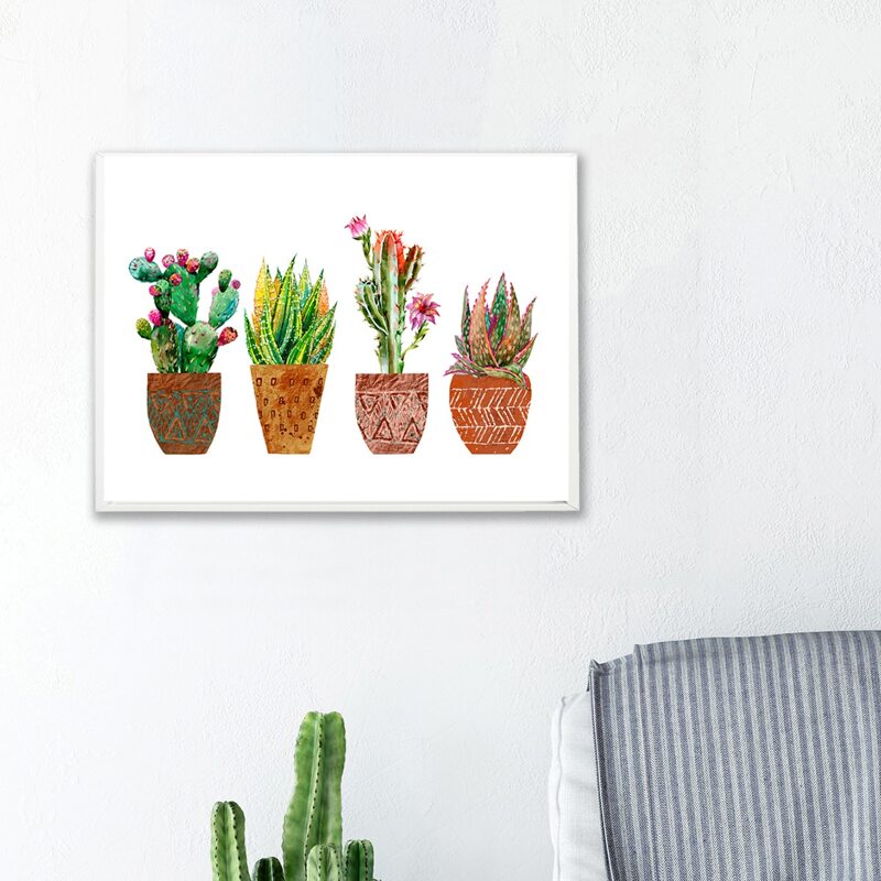 

Potted Cactus Print Wall Painting Without Frame, White
