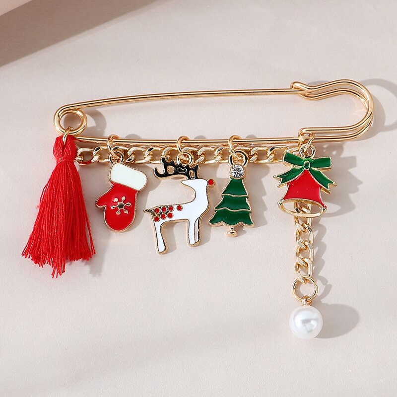 

Christmas Tree & Glove Decor Brooch, Multicolor