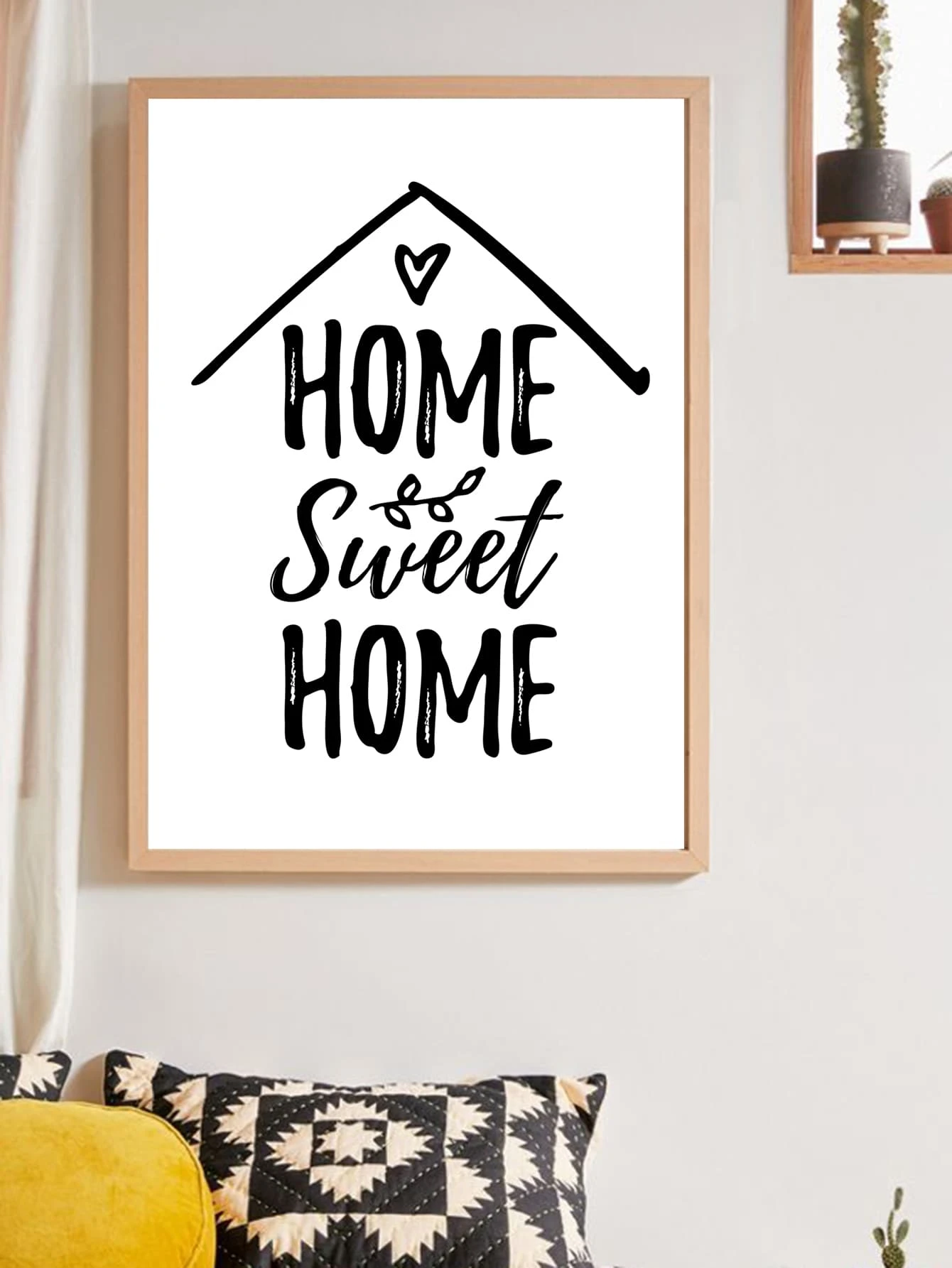 Letter Graphic Wall Painting Without Frame - White - View 1