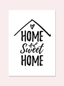 Letter Graphic Wall Painting Without Frame - White - View 2