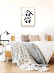 Letter Graphic Wall Painting Without Frame - White - View 3